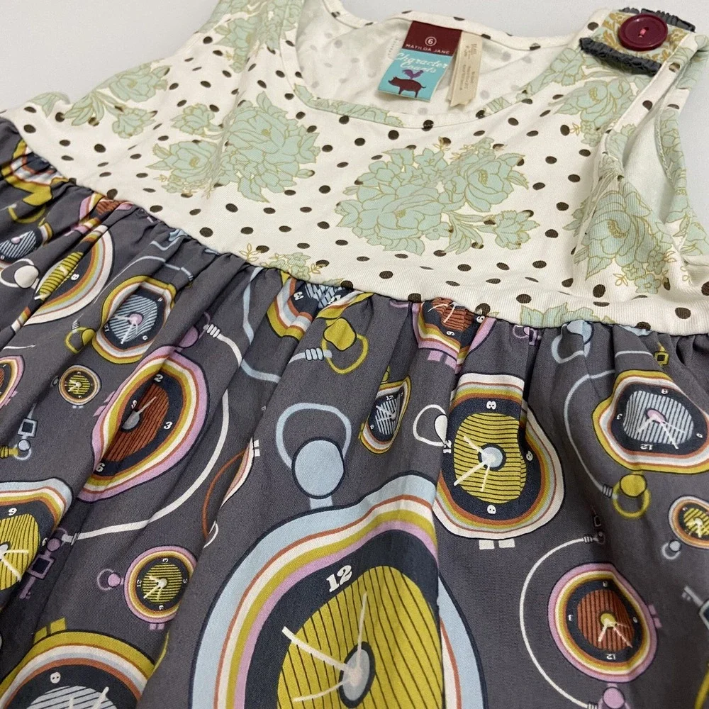 Matilda Jane Kids 6 Multicolor Dress Floral Clock Mixed Print‎ Boho Set of 2